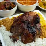 Half Grilled Chicken With Rice and Broth